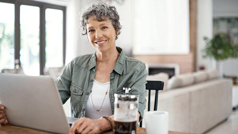 woman using laptop